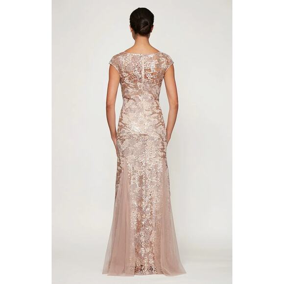 NWT Alex Evenings Womens Rose Gold Cap Sleeve Embroidered Fit and Flare Dress 14 - Picture 2 of 15